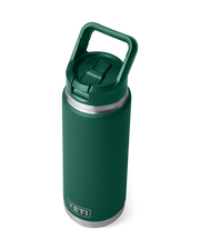 Rambler 26oz Bottle with Straw Cap in Black Forest Green