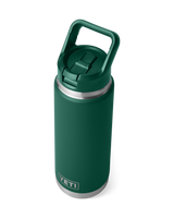 Rambler 26oz Bottle with Straw Cap in Black Forest Green