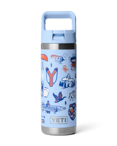 Rambler 18oz Bottle with Straw Cap in Big Sky Summer Camp
