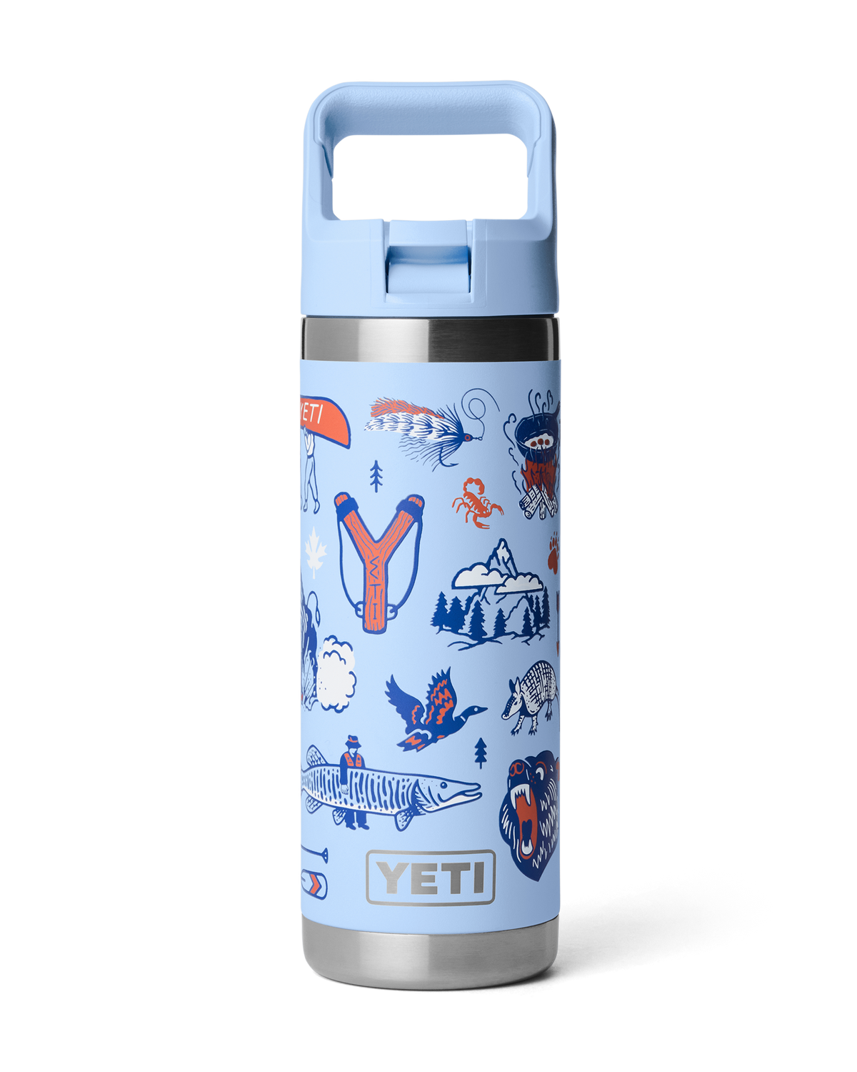 Rambler 18oz Bottle with Straw Cap in Big Sky Summer Camp