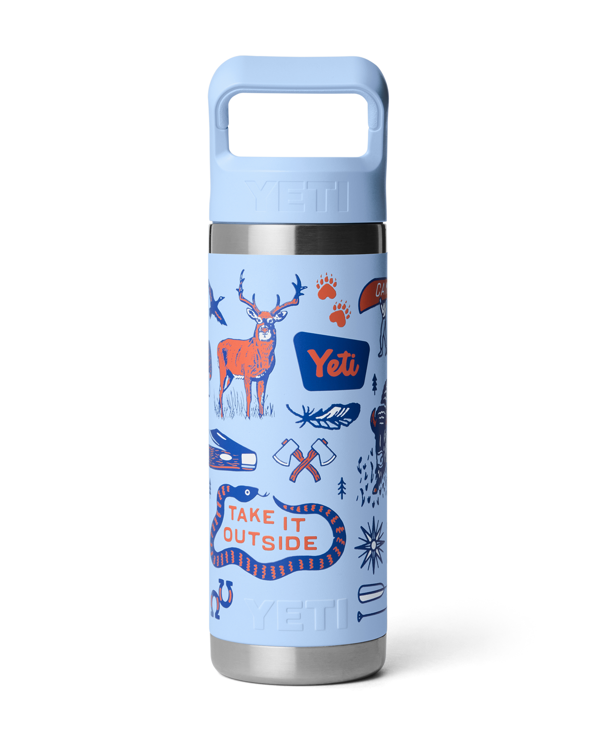Rambler 18oz Bottle with Straw Cap in Big Sky Summer Camp