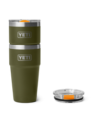 Rambler 20oz Stackable Cup in Olive & King Crab Orange