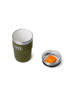 Rambler 8oz Stackable Tumbler with DuraSip™ Ceramic Lining in Olive & King Crab Orange