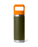 Rambler 18oz Bottle with Straw Cap in Olive & King Crab Orange