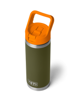 Rambler 18oz Bottle with Straw Cap in Olive & King Crab Orange