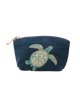 The Elizabeth Scarlett Womens Turtle Conservation Velvet Coin Purse in Marine Navy