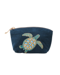 The Elizabeth Scarlett Womens Turtle Conservation Velvet Coin Purse in Marine Navy