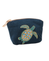 The Elizabeth Scarlett Womens Turtle Conservation Velvet Coin Purse in Marine Navy