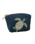 The Elizabeth Scarlett Womens Turtle Conservation Velvet Coin Purse in Marine Navy