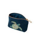 The Elizabeth Scarlett Womens Turtle Conservation Velvet Coin Purse in Marine Navy
