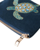 The Elizabeth Scarlett Womens Turtle Conservation Velvet Coin Purse in Marine Navy
