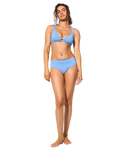 The Watercult Womens Tidal Texture Bralette Ring Front Bikini Top in Fresh Ocean