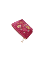 The Elizabeth Scarlett Womens Wildflower Velvet Coin Purse in Dry Rose