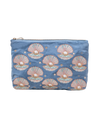 Pearl Shell Velvet Everyday Pouch in Dusky Blue