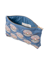 Pearl Shell Velvet Everyday Pouch in Dusky Blue