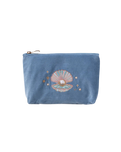 Pearl Shell Velvet Mini Pouch in Dusky Blue