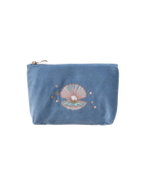 Pearl Shell Velvet Mini Pouch in Dusky Blue