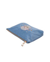 Pearl Shell Velvet Mini Pouch in Dusky Blue