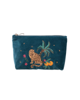 Tropical Jaguar Mini Pouch in Rich Blue