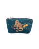 The Elizabeth Scarlett Womens Tropical Jaguar Velvet Coin Purse in Rich Blue