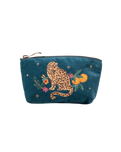 The Elizabeth Scarlett Womens Tropical Jaguar Velvet Coin Purse in Rich Blue