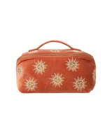 The Elizabeth Scarlett Sun Goddess Open Flat Makeup Bag in Rust