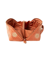 The Elizabeth Scarlett Sun Goddess Open Flat Makeup Bag in Rust