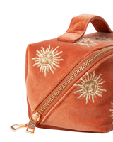 The Elizabeth Scarlett Sun Goddess Open Flat Makeup Bag in Rust