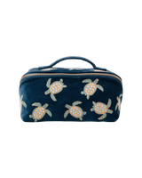 The Elizabeth Scarlett Turtle Conservation Open Flat Makeup Bag in Marine Navy