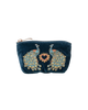Peacock Floral Coin Purse in Ink Blue