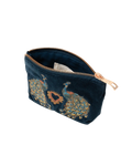 Peacock Floral Coin Purse in Ink Blue