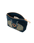 Peacock Floral Coin Purse in Ink Blue
