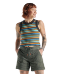 Out There Ribbed Vest in Espresso Multi Stripe