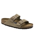 Arizona Soft Footbed Suede Leather Sandals in Taupe