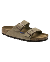 Arizona Soft Footbed Suede Leather Sandals in Taupe