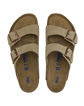 Arizona Soft Footbed Suede Leather Sandals in Taupe