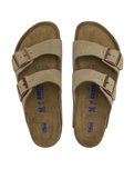 Arizona Soft Footbed Suede Leather Sandals in Taupe