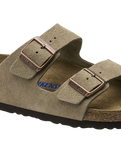 Arizona Soft Footbed Suede Leather Sandals in Taupe