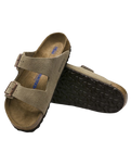 Arizona Soft Footbed Suede Leather Sandals in Taupe