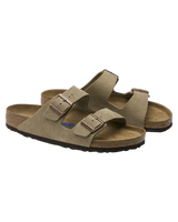 Arizona Soft Footbed Suede Leather Sandals in Taupe