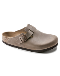 The Birkenstock Womens Boston Natural Leather Oiled Sandals in Tobacco Brown