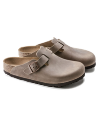 The Birkenstock Womens Boston Natural Leather Oiled Sandals in Tobacco Brown