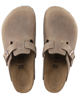 The Birkenstock Womens Boston Natural Leather Oiled Sandals in Tobacco Brown