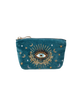 The Elizabeth Scarlett Womens Celestial Eye Velvet Coin Purse in Rich Blue