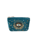 The Elizabeth Scarlett Womens Celestial Eye Velvet Coin Purse in Rich Blue