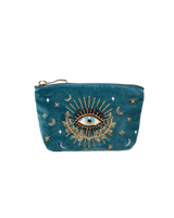 The Elizabeth Scarlett Womens Celestial Eye Velvet Coin Purse in Rich Blue