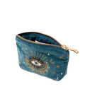 The Elizabeth Scarlett Womens Celestial Eye Velvet Coin Purse in Rich Blue