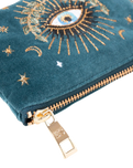 The Elizabeth Scarlett Womens Celestial Eye Velvet Coin Purse in Rich Blue