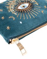 The Elizabeth Scarlett Womens Celestial Eye Velvet Coin Purse in Rich Blue