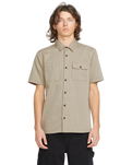 The Volcom Mens Trade Stone Shirt in Light Khaki